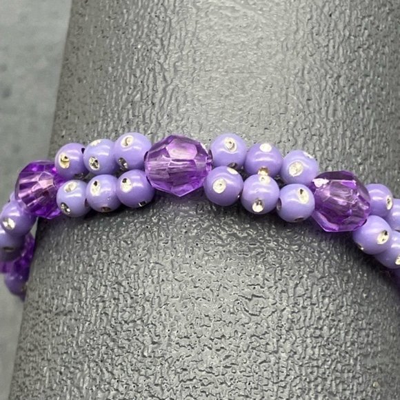 Hummingbird Toggle Bracelet 8 In Purple Silver Flowers Sparkle Faceted Retro - Picture 7 of 11